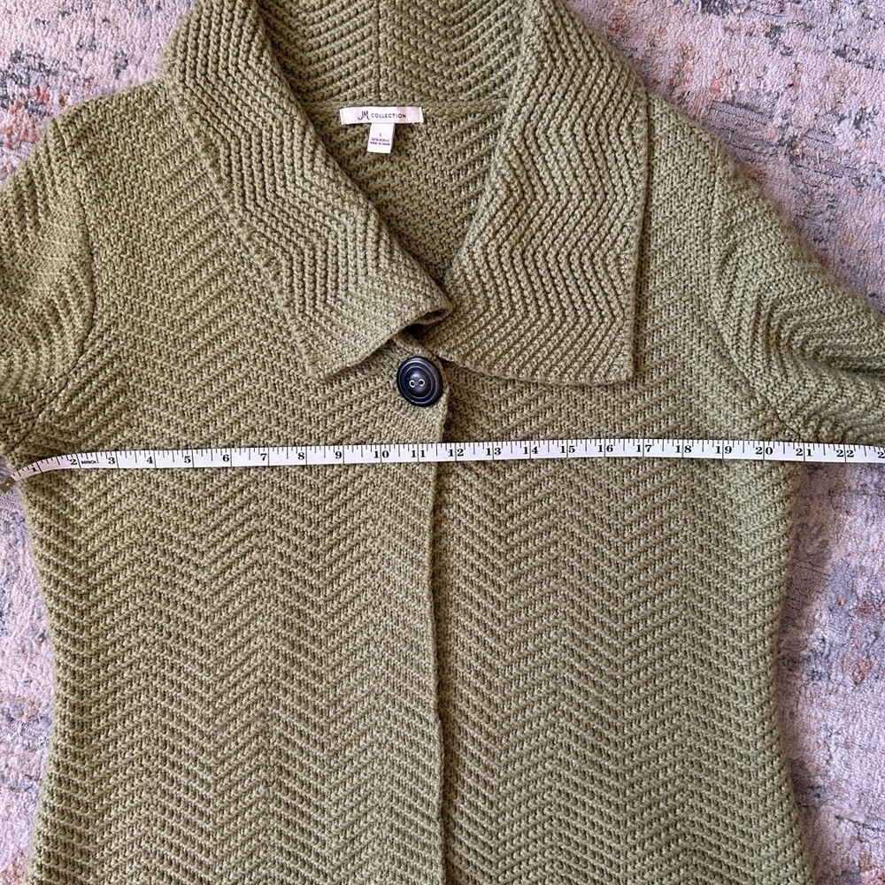 JM collection, green witchy, cottagecore peasant sleeve cardigan, womens size L‌ - Picture 5 of 6